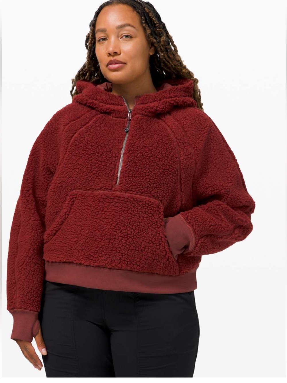 lululemon Burgundy Scuba Oversized Sherpa 1/2 Zip size M/L